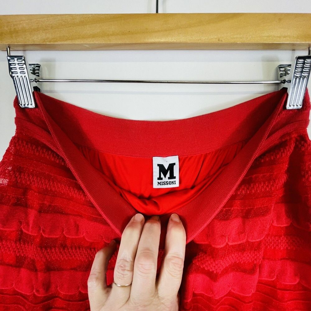 Missoni M Red flared Knit Skirt - size 4 - Picture 6 of 9
